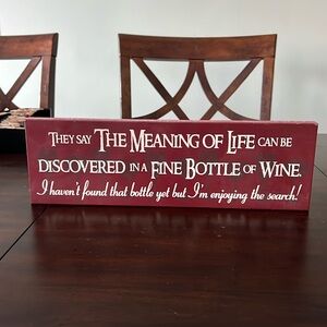Wooden wine sign burgundy standalone or wall hang